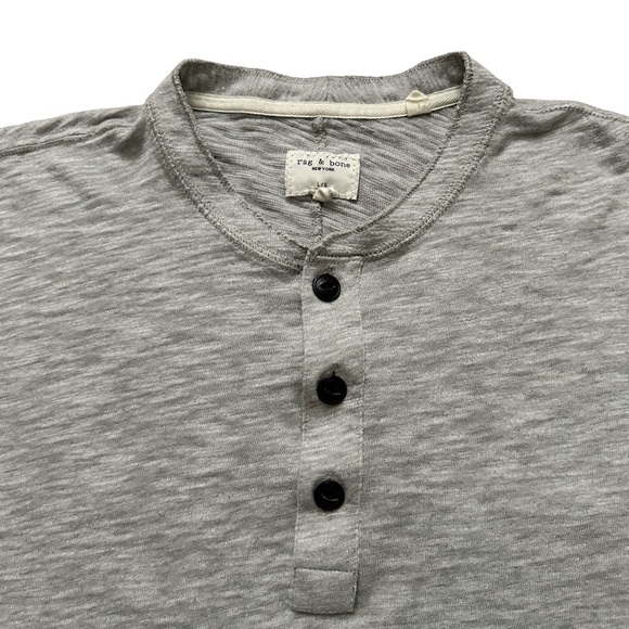 Rag & Bone Henley Shirt Mens Size L Long Sleeve Button Cotton Polyester Gray - Picture 3 of 6